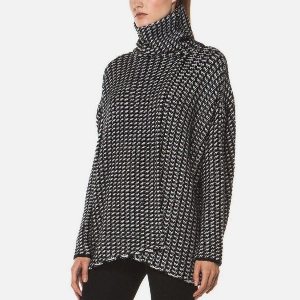 Diane Von Furstenberg Black and White Ahiga Wool Sweater - Picture 2 of 11